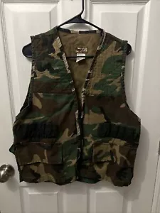 Sports Afield Hunting Vest Mens Medium Vintage Camo Game bag Woodland L@@k W@W - Picture 1 of 9
