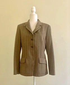 Anne Klein $139 Brown Pinstripe Classic Fit Notch Button Collar Blazer Size 12 - Picture 1 of 6