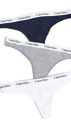 Paquete de 3 tangas de ropa interior para mujer Calvin Klein 242488 costa/blanco/tira talla L Foto 1 de 2