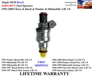 Single OEM Fuel Injectors Genuine Bosch 1998-1999 Oldsmobile Intrigue 3.8L V6