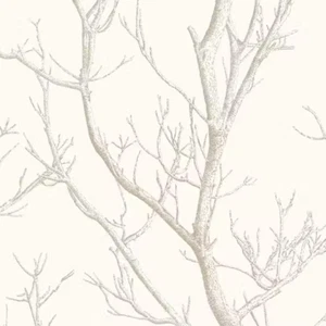 White Wallpaper A Tree With Green Branch On White Background FD24634 - Picture 1 of 2