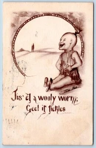 1911 WOLY WORM COSQUILLAS VIENTRE ESTEREOTIPO CHINO A/S TOM YAD postal antigua - Imagen 1 de 2