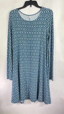 Nuevo sin etiquetas Vestido Vaina Antiguo Azul Marino Para Mujer Manga Larga Cuello Redondo Geométrico Verde Talla S. Foto 1 de 4