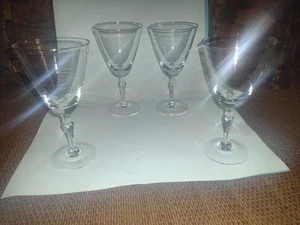 4 Vintage Signed Fostoria Wine Glasses Engagement Pattern Platinum Rimin EUC - Picture 1 of 9