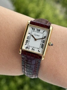 Cartier Tank Manual Watch Vintage Gold Electroplated 23mm Swiss Made - Picture 1 of 17