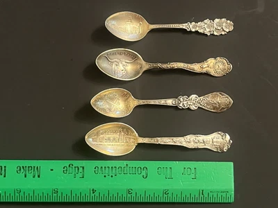(4) Cucharas de recuerdo Demitasse de plata de ley  Foto 1 de 4