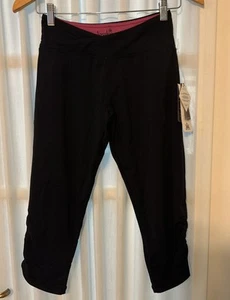 KYODAN SLIMMING Solid Black Yoga Athletic Capri Pants Ruched Leg Size S - NWT - Picture 1 of 6