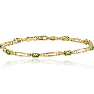 14K Solid Yellow Gold Diamond Peridot Tennis Bracelet - Image 1 of 4