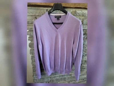Brooks Brothers 100% Supima Cotton V Neck Sweater Purple Mens Large Preppy - Image 1 of 4