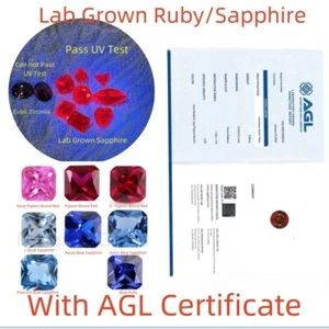 Octangle Square Lab Grown Ruby,Sapphire With AGL Certificate For Earrings Make - Picture 1 of 13