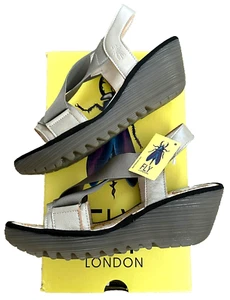 FLY London Mujer 'Borgogna' Correa Cuña Plateado Funky Zapatos de Verano Reino Unido 5 - Imagen 1 de 6