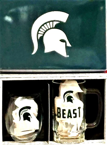 Michigan State Spartans Wine Glass and Beer Stein Set - NCAA Cover