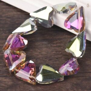 10pcs Heart Loose Beads Hole Faceted Crystal Glass Jewelry Making 12mm 18mm 22mm