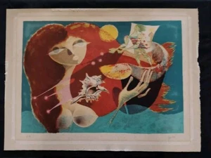 Belle Lithographie De René MARGOTTON "La Femme Et Le Pêcheur" - Imagen 1 de 12