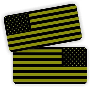 OD GREEN American Flag Hard Hat Stickers | Helmet Decals Labels USA Flags Olive - Picture 1 of 1