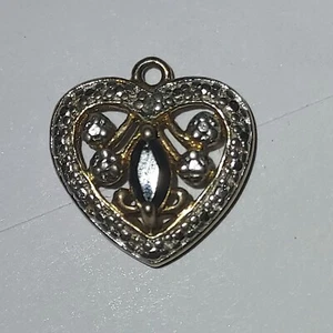 Small .925 Silver Heart Pendent w/ Black Stone Stamped "DL" - Picture 1 of 14