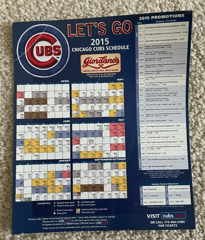 Chicago Cubs Schedule Magnet 2015 Let's Go Giordano's 6.5" x 8" MLB Baseball Cover