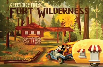 Póster de Fort Wilderness Cabins Greetings Mickey Mouse Pluto Walt Disney World Foto 1 de 4