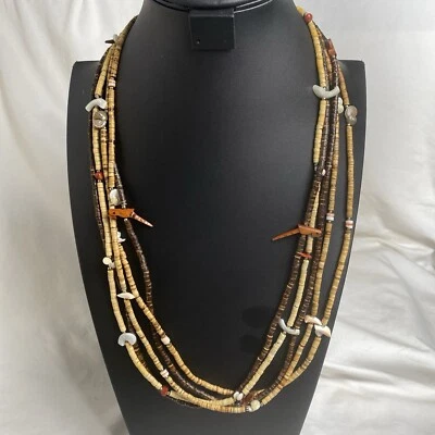 Collar de 5 hilos nativos americanos tallados cardenales, concha, jaspe, regalo de piedra Foto 1 de 4