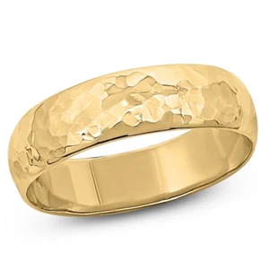 Solid 18K Yellow Gold Hammered Ring Handmade 5mm Hammer Texture Wedding Band - Picture 1 of 9