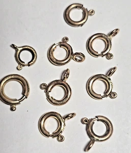 9 Pcs 1/20th 14K Gold Filled Spring Ring Clasp w/Open Ring &-I S.P. Fish Clasp - Picture 1 of 7