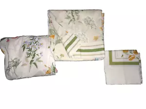VINTAGE PENNEY BOTANICAL GERANIUM ASTER FLORAL (3P) TWIN SHEET SET - Picture 1 of 7