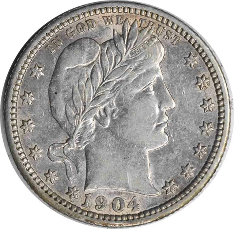 1904 Barber Silver Quarter AU Uncertified #1200 Cover