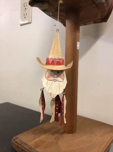 Ornamento albero di Natale pesce Cowboy Babbo Natale pesca in metallo - Foto 1 di 10
