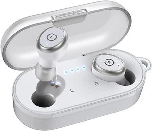 White Bluetooth 5.3 Premium Sound IN-EAR Earbuds IPX8 Waterproof Built In Mic - Zdjęcie 1 z 10