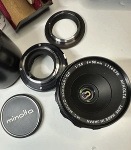 Minolta f=50mm 1:3.5 MC Macro Rokkor-QF Manual Focus Lens Japan w Case - Picture 1 of 15
