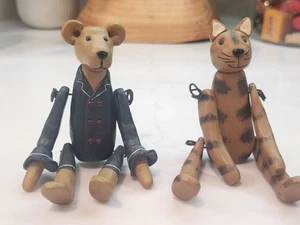 2 Vintage Hand Made Porcelain Bear And Cat Shelf Sitters Very Neat - Bild 1 von 11