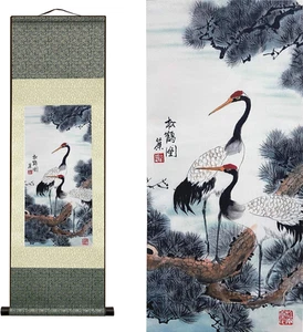 Asian Wall Decor Beautiful Silk Scroll Painting Chinese Art Wall Scroll Wall ... - Picture 1 of 24