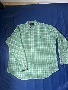 Ralph Lauren camicia uomo grande bianca verde blu a quadri manica lunga con bottoni - Foto 1 di 12