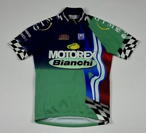 Vintage SMS SANTINI Motorex Bianchi Short Sleeve Cycling Jersey Size 44/46 M