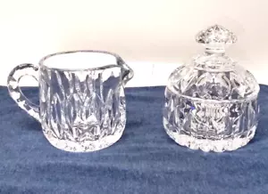 Vintage Gorham Althea geschliffenes Kristall Milchkännchen & Zuckerdose mit Deckel - Bild 1 von 14