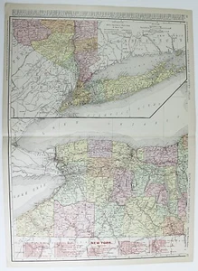 NEW YORK Map Rand McNally 1901 Railroad RR Business City Large Folio - Picture 1 of 6