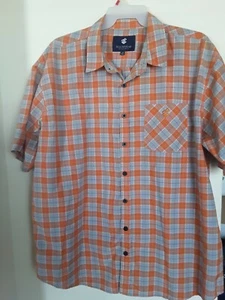 Camisa con botones Rocawear a cuadros a cuadros para hombre naranja gris talla 4XB - Imagen 1 de 3
