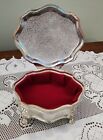 Vintage International Silver Company Coat Of Arms Jewelry Box w/ Red Velvet 