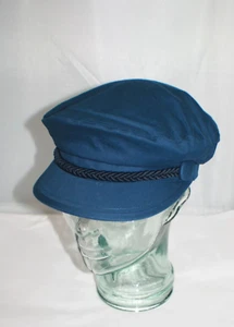 Juicy Couture Women's Flat Top Solid Blue Hat Gold Button Vintage Designer NWOT - Picture 1 of 6