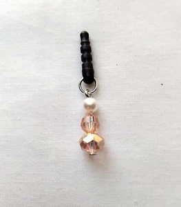 Pink Bead Universal Cell Phone Charm Anti Dust Proof Plug Ear Cap Jack Handmade - Zdjęcie 1 z 4