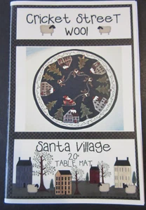 Cricket Street Wool Applique Pattern SANTA VILLAGE 20" Table Mat - Picture 1 of 6