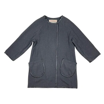 Chaqueta Cartonnier Para Mujer Talla XS Gris Negra Anthropologie Piped Cremallera Completa Larga Foto 1 de 4
