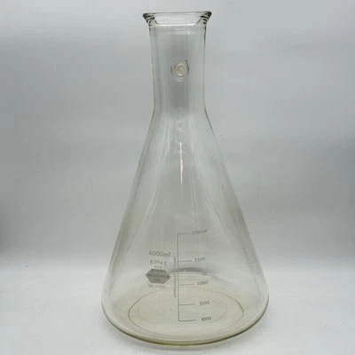 KIMAX 4000mL 4L Glass Erlenmeyer Filtering Flask Heavy Wall Side Arm Tubulation - Image 1 of 4
