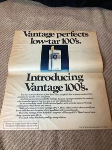 Anuncio impreso Vantage Cigarettes Smoking Propaganda History 1970’s Vintage History - Imagen 1 de 5