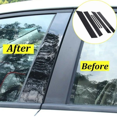 Kit de cubierta de moldura de puerta de 6 piezas de pilar de postes de ajuste negro para Honda 06-11 Civic (4 puertas) Foto 1 de 4