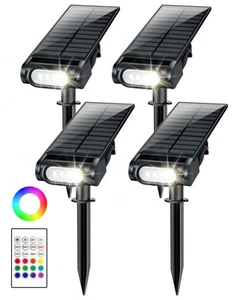 Solar Spot Lights Outdoor Waterproof IP67, RGB Landscape Lighting with Remote... - Picture 1 of 9