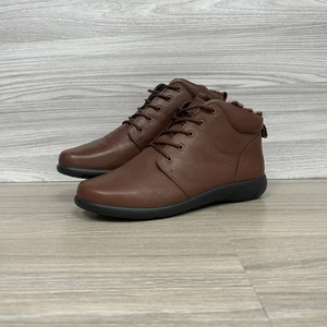 Hotter Ellery Ankle Boots Size 6.5 leather Lace Up New Shoes Brown Tan Sherpa - Picture 1 of 13