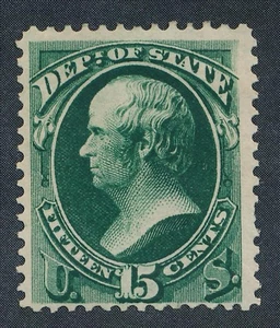 UNITED STATES (US) O64 MINT F-VF HINGE REMNANT 15c STATE DEPT. - Picture 1 of 2