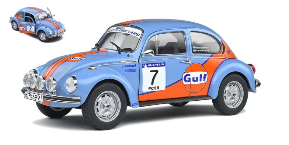 VW BEETLE 1303 #7 FAHLKE RALLY PALLINE FREDDE 2019 GULF SOLIDO S1800517 1/18