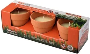 Waxworks Terracotta Pot Citronella Candles (3 Pack) 30 Hour Burn Time Mosquito R - Picture 1 of 7